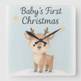 Reloj Cuadrado Baby first christmas reindeer cute gentle nursery 