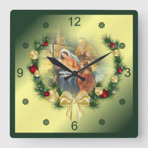 Reloj Cuadrado  Baby Jesus, Mary & Joseph ~ The Holy Family ~