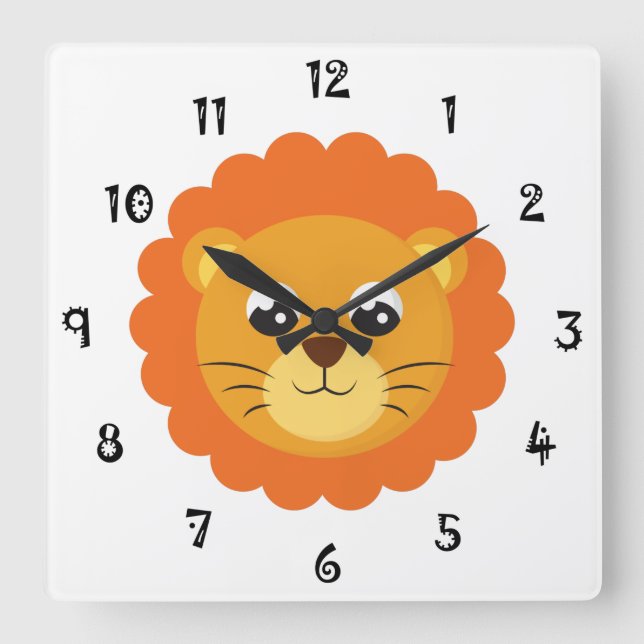 Reloj Cuadrado Baby Lion Face Wall Clock (Anverso)