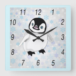 Reloj Cuadrado Baby Penguin Wall Clock