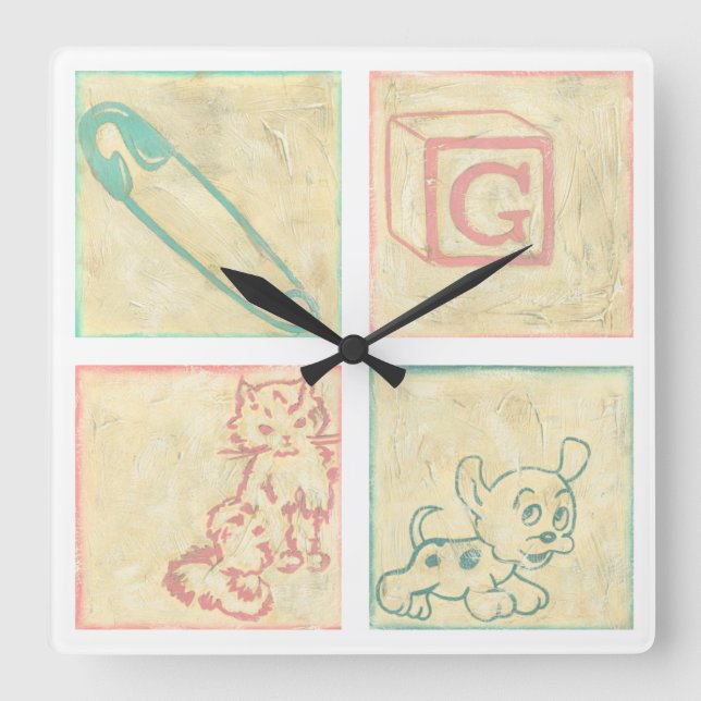 Reloj Cuadrado Baby Picture Blocks by Chariklia Zarris (Anverso)