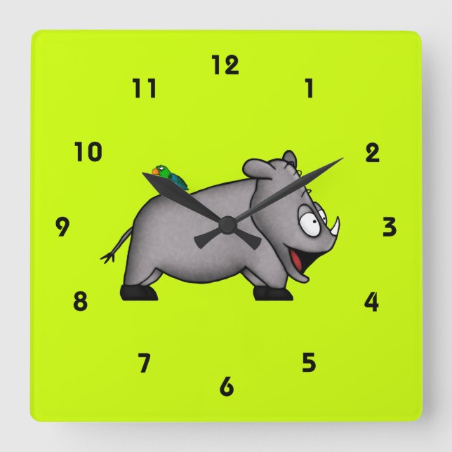 Reloj Cuadrado Baby Rhino (Anverso)