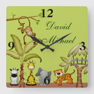 Reloj Cuadrado Baby Shower de celebración del Safari Animal de la