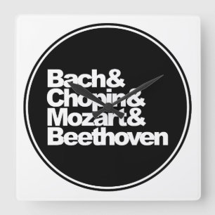 Reloj Cuadrado Bach y Chopin y Mozart y Beethoven