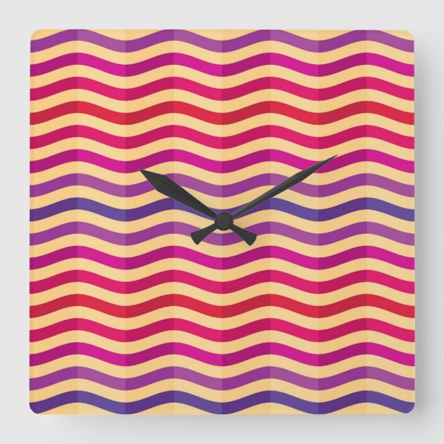 Reloj Cuadrado Background with stripes in retro 3 (Anverso)