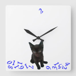 Reloj Cuadrado ~Bad Kitty~ WALL CLOCK/BLUE