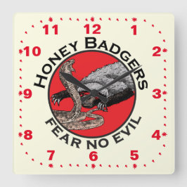 Reloj Cuadrado Badass Honey Badgers Fear No Evil Snys Animal Art