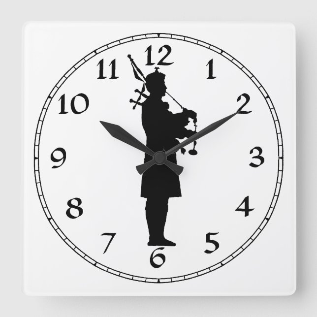 Reloj Cuadrado Bagpiper Silhouette (Anverso)
