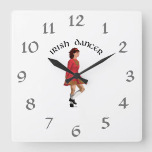 Reloj Cuadrado Bailarina Irlandesa Morena de Rojo