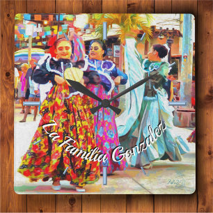 Reloj Cuadrado Bailarines del Festival Mexicano Familiar 2549