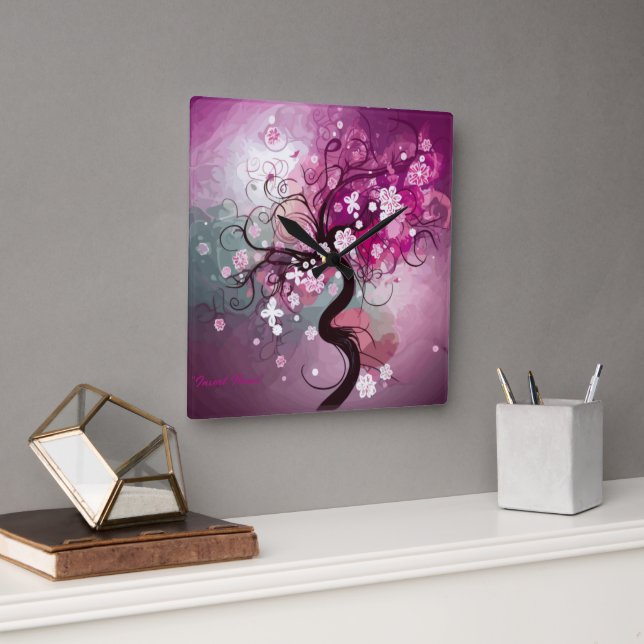 Reloj Cuadrado Baile de cerezo encantado (Oficina)