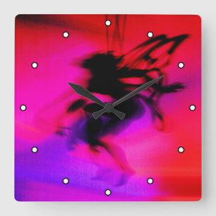 Reloj Cuadrado Baile de encino en rosa con puntos