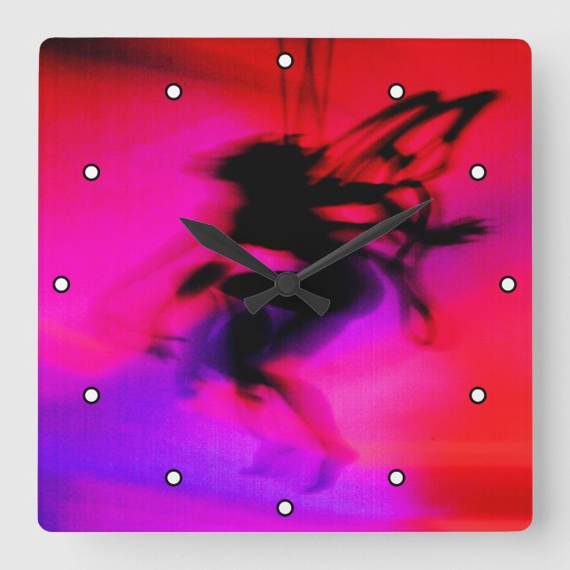 Reloj Cuadrado Baile de encino en rosa con puntos (Anverso)