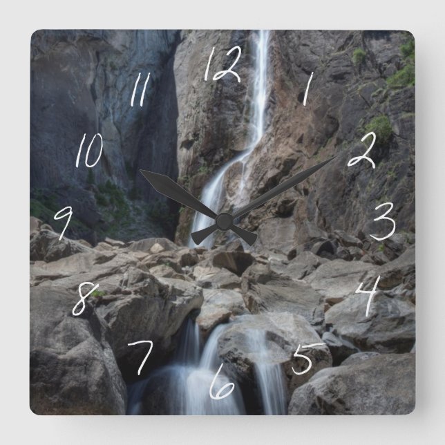 Reloj Cuadrado Baje las cataratas de Yosemite (Anverso)