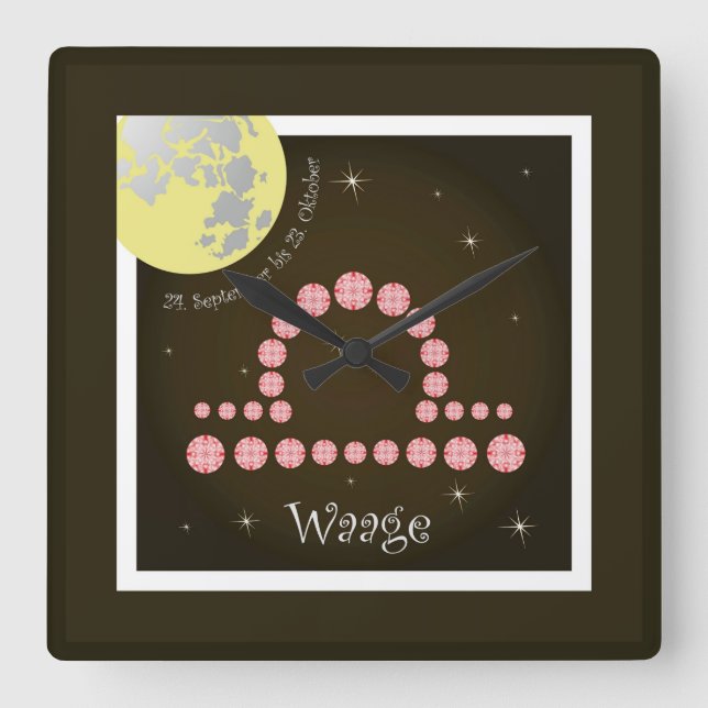 Reloj Cuadrado Balanza el 24. septiembre hasta el 23. octubre (Anverso)