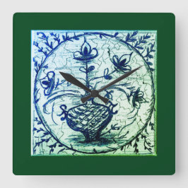 Reloj Cuadrado Baldosas antiguas de Alemania del Norte,baldosas d