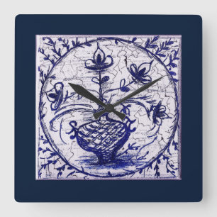 Reloj Cuadrado Baldosas antiguas de Alemania del Norte,baldosas d