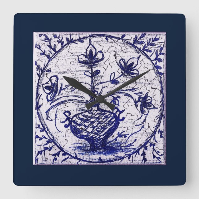 Reloj Cuadrado Baldosas antiguas de Alemania del Norte,baldosas d (Anverso)