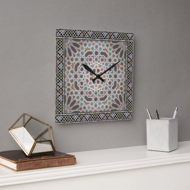 Reloj Cuadrado Baldosas de la Alhambra (Oficina)