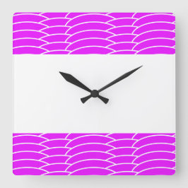 Reloj Cuadrado Baldosas Tropicales Rosa Blanco Art Decó Tiras