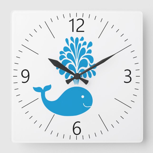 Reloj Cuadrado Ballena divertida (Anverso)