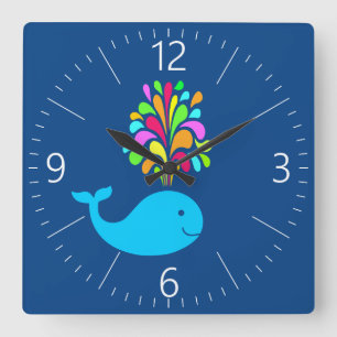 Reloj Cuadrado Ballena divertida
