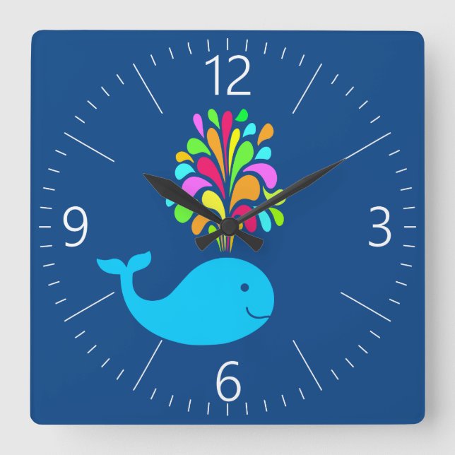Reloj Cuadrado Ballena divertida (Anverso)