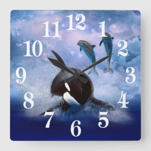 Reloj Cuadrado Ballena y delfínes soñadores
