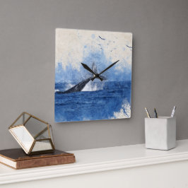 Reloj Cuadrado Ballenas en aves marinas en regalo a distancia Art