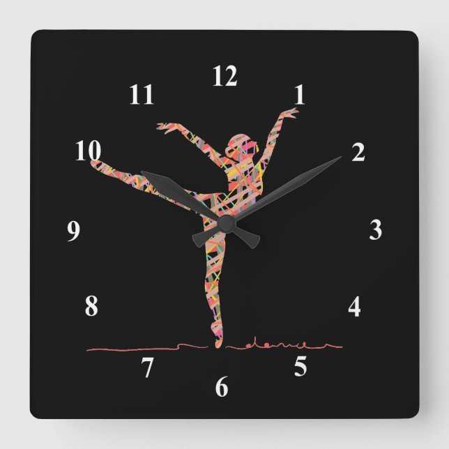 Reloj Cuadrado Ballerina cute girl dancing ballet (Anverso)