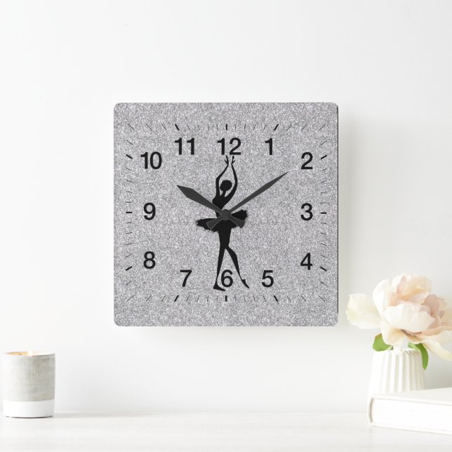 Reloj Cuadrado Ballerina Silhouette Silver Purpurina (Hogar)