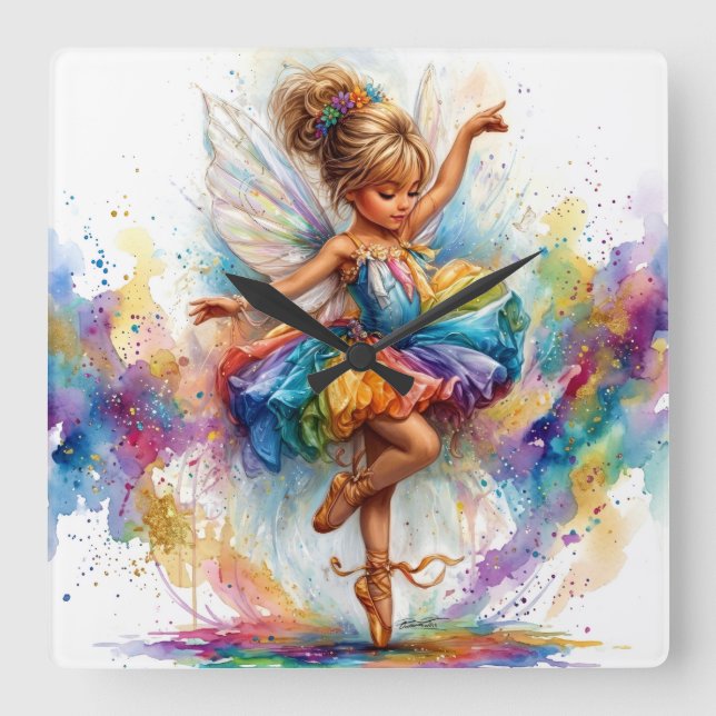 Reloj Cuadrado Ballerina Wall Clock (Anverso)