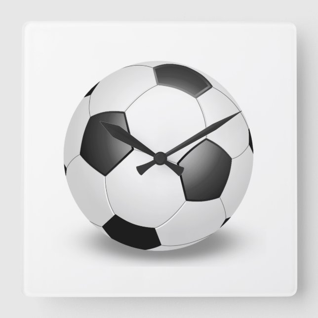 Reloj Cuadrado Balón de fútbol en blanco (Anverso)