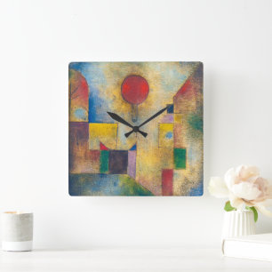 Reloj Cuadrado Balón rojo   Paul Klee  