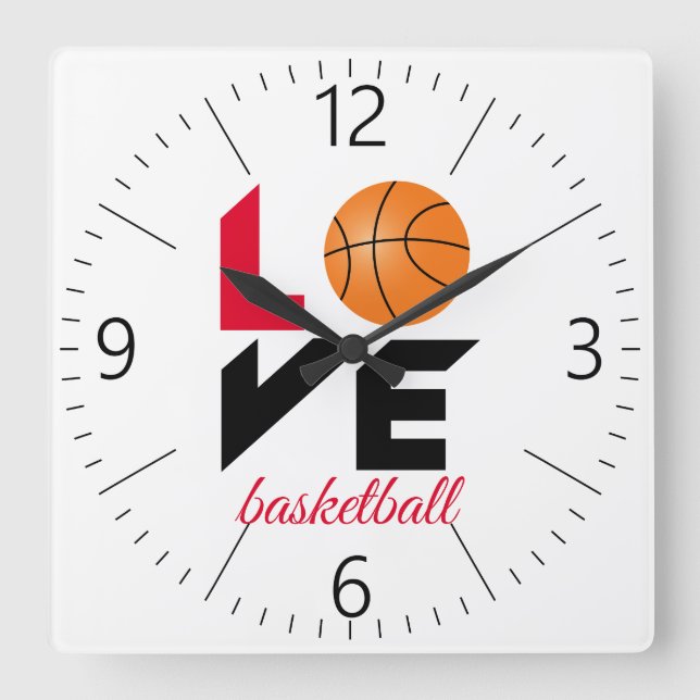 Reloj Cuadrado Baloncesto de amor (Anverso)