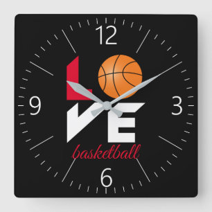 Reloj Cuadrado Baloncesto de amor