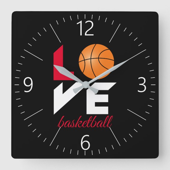 Reloj Cuadrado Baloncesto de amor (Anverso)