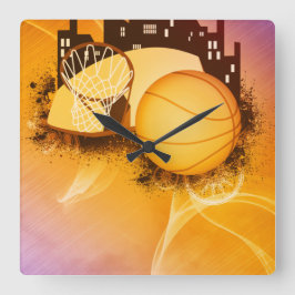 Reloj Cuadrado Baloncesto Hoops Dream Sports Square Wall Clock