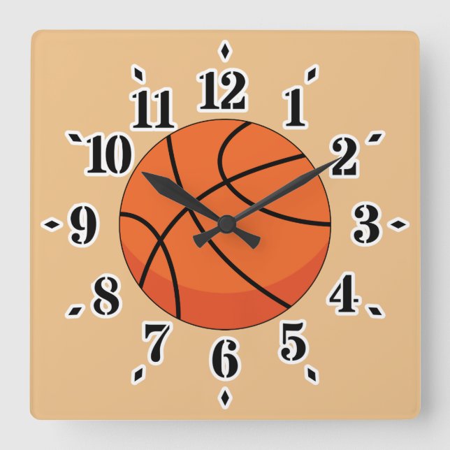 Reloj Cuadrado Baloncesto personalizado (Anverso)