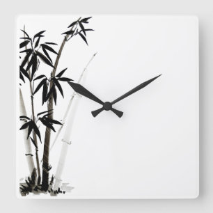 Reloj Cuadrado Bambú negro - Tinta