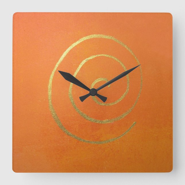 Reloj Cuadrado Bañada De Oro Sobre El Arte Moderno De La Espiral  (Anverso)