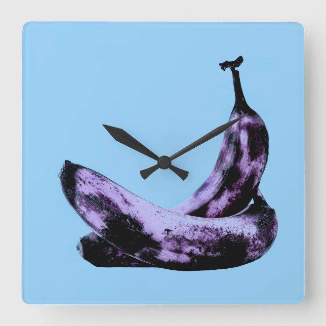 Reloj Cuadrado Bananas rosadas Pop Art (Anverso)