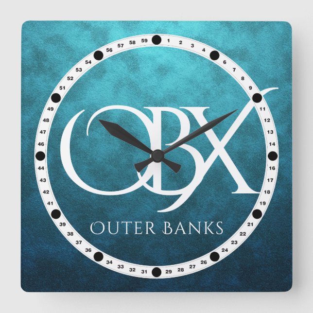 Reloj Cuadrado Banco exterior del OBX NC en playa de fondo de agu (Anverso)