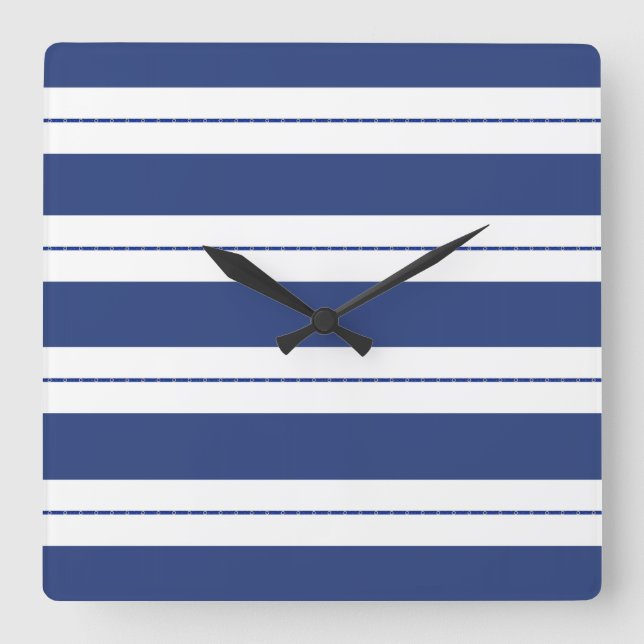 Reloj Cuadrado Banda azul y blanca (Anverso)