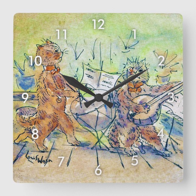 Reloj Cuadrado Banda de gatos, Louis Wain (Anverso)