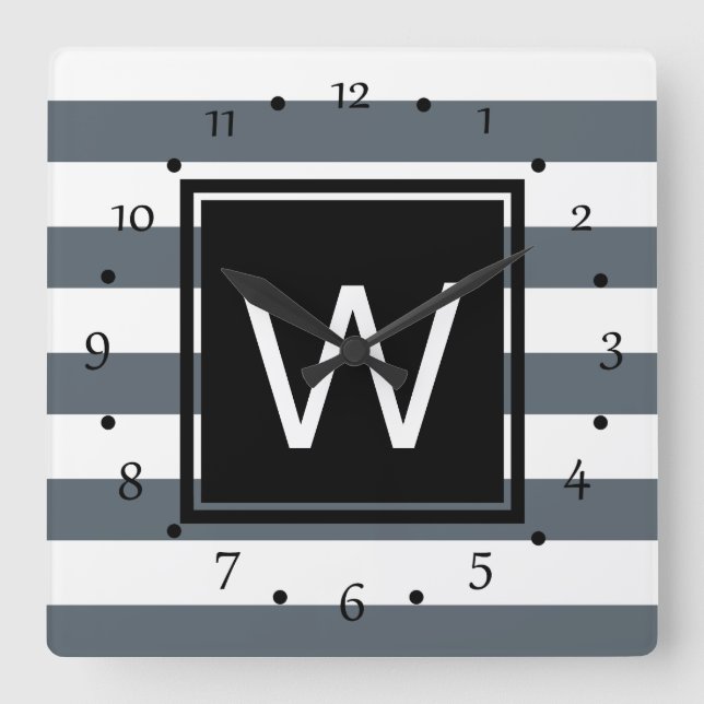 Reloj Cuadrado Bandas blancas modernas y gruesas personalizadas (Anverso)