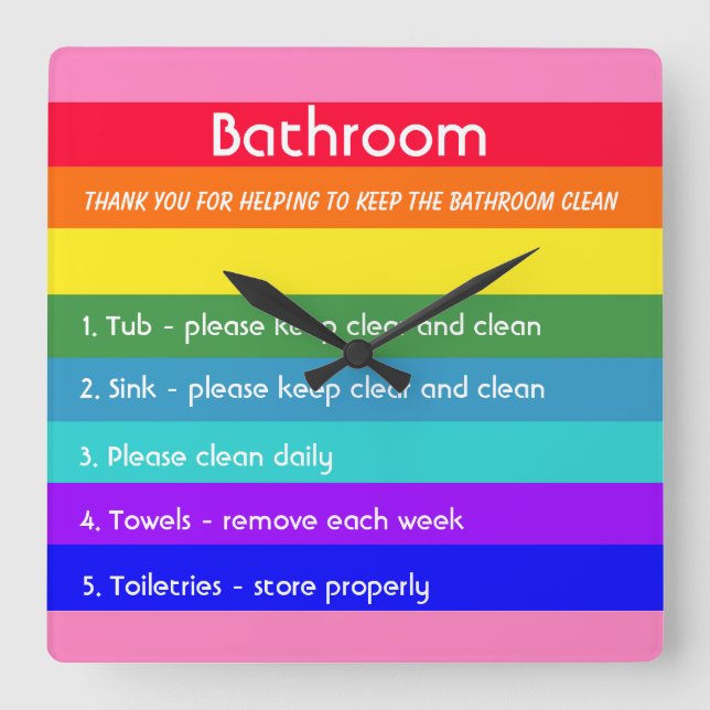 Reloj Cuadrado Bandas de arcoiris audaces (Anverso)