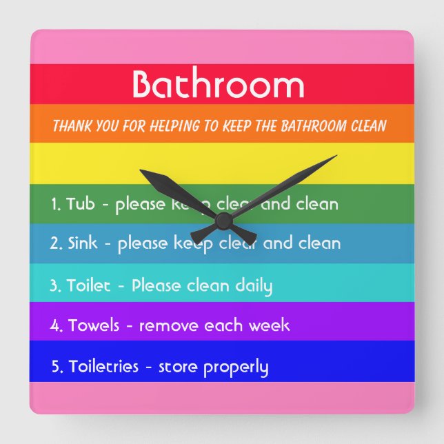 Reloj Cuadrado Bandas de arcoiris audaces (Anverso)