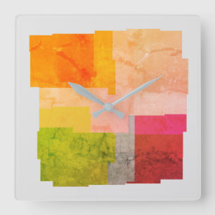 Reloj Cuadrado Bandas multicoloreadas rusticas 
