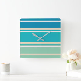 Reloj Cuadrado Bandas verde azuladas azul, verde y turquesa